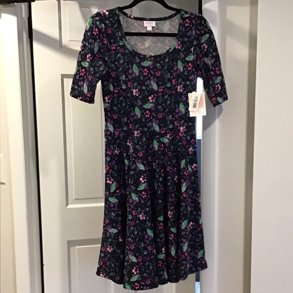 LuLaRoe Dress - Navy with Pink and Green Floral